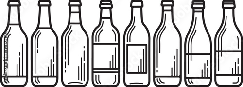 Collection of eight simple black perfume bottles with sprayers vector Vector