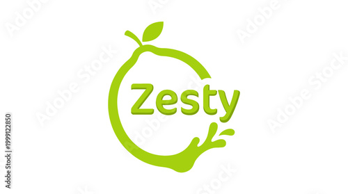 This image presents a vivid logo design featuring a splash element and fresh, green typography without a background, symbolizing zest and vitality.