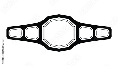 An illustration showcases a detailed championship belt buckle with octagonal center plate and rectangular side holes.