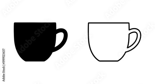 Two coffee cups one filled and one outlined