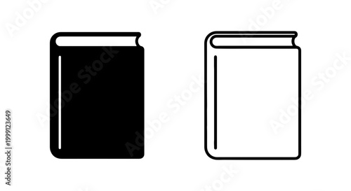 Two simple book icons in black and white on a pure