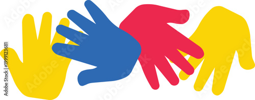 Colorful hands united a symbol of diversity inclusion and global unity