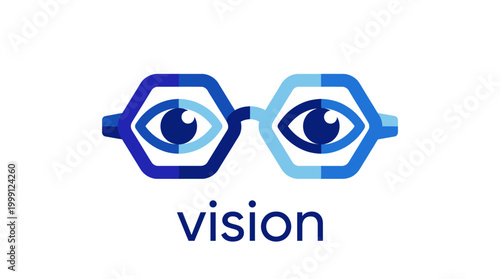 This logo cleverly integrates glasses and eyes, symbolizing perception and insight, making it suitable for businesses centered around vision and optics services or products.
