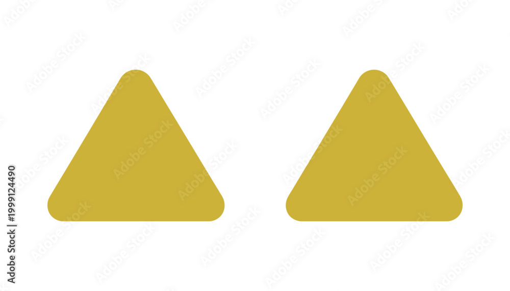 Obraz premium Abstract gold triangle shape icon set for geometric graphic design and modern user interface elements featuring smooth rounded corners