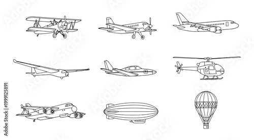 Set of various aircraft icons
