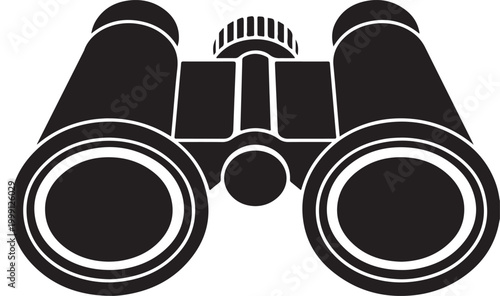 Binoculars Silhouette: Minimalist Black and White Exploration Icon