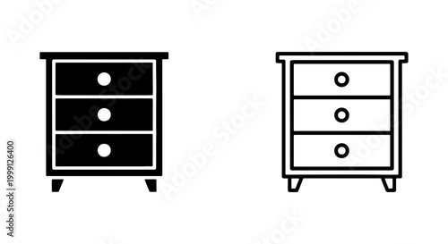 Black and white line icons of two drawer dressers