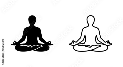 Black and white silhouette of a person meditating in lotus position