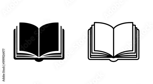 Two black and white icons of open books side by side