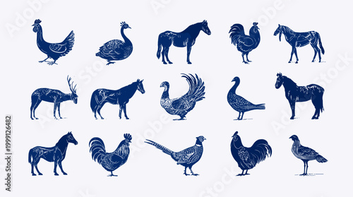 Hand Drawn Farm Animals Illustration. Easy to use in white background.