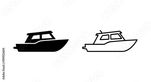 Two boat silhouettes in black and white on a pure