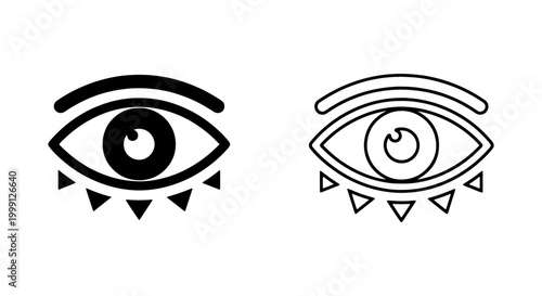 Vector illustration of two stylized eyes with decorative elements and lines