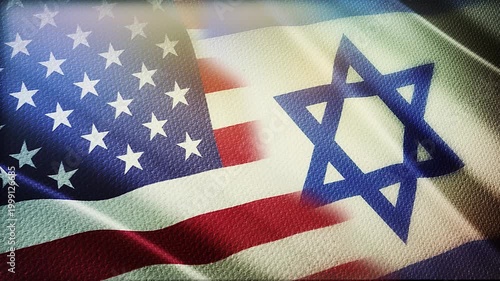 USA and Israel Flags Waving Side by Side in Wind – International Alliance, Diplomacy and Partnership Concept