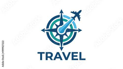 This graphic features a stylized compass design with an airplane, representing the spirit of travel and exploration, appealing to adventure seekers and globetrotters alike.