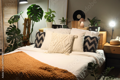 Interior of bedroom with co...