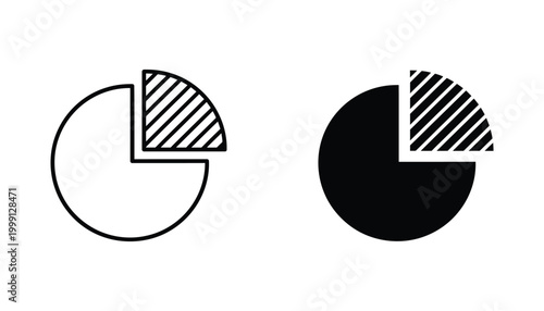 Pie chart segment icon set highlighting data analysis and market share distribution for business reports