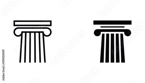 Classic architectural column icon set symbolizing stability and strength in professional design branding