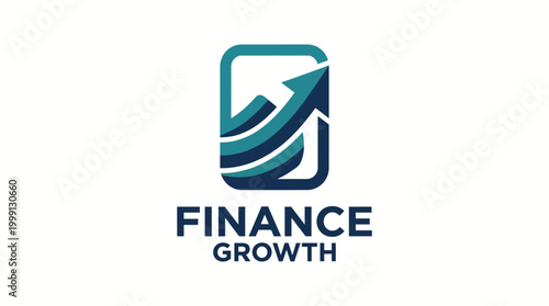 Finance Growth logo encapsulates dynamic movement with a rising arrow, symbolizing financial prosperity and investment growth in an impactful and modern design aesthetic.