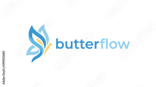 The Butterflow logo features stylized butterflies portraying fluid motion, evoking transformation, grace, and beauty; perfect for brands focused on personal growth and change.