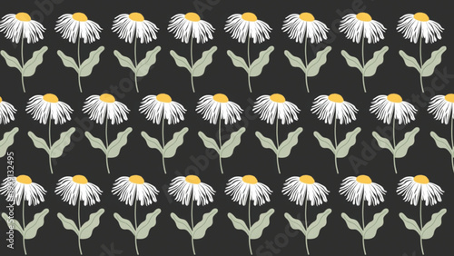 Seamless pattern of small white daisy flowers vector background