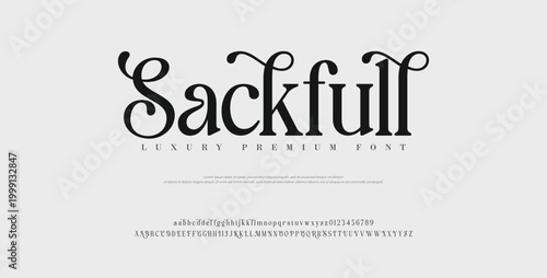Sackfull, Minimal luxury font alphabet logo. Typography beauty fashion elegant minimalist serif italic fonts decorative wedding vintage retro logos. vector illustration