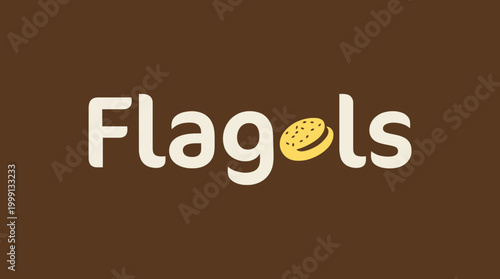 This playful logo incorporates the word 'Flagols' with a cookie icon, evoking fun and a sense of deliciousness associated with unique cookie offerings.