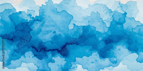 Blue watercolor world map illustration with grunge paper texture featuring global continents and countries in a professional vector art design for travel and geography