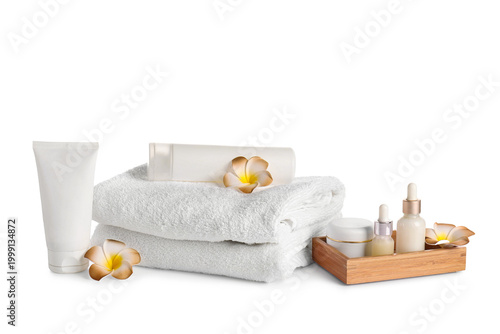 Stack of clean towels with ...