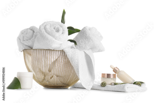 Basket with clean towels, j...