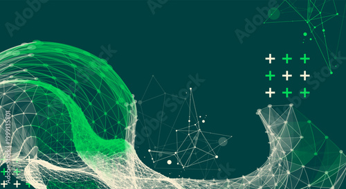 The abstract wave is made in a frame style. Template for science and technology presentation. Vector art.