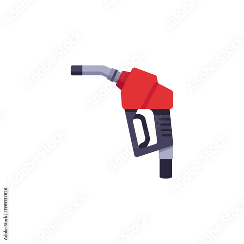 red fuel nozzle, gas station refueling equipment, colorful illustration