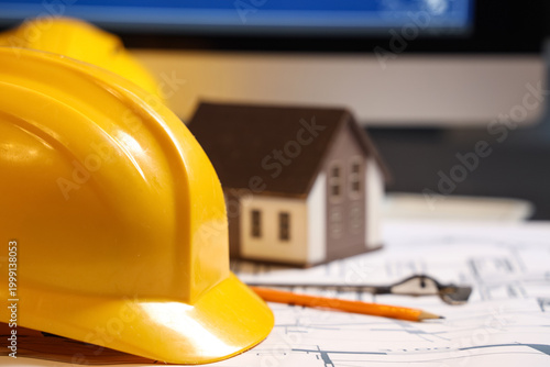 Hardhat with house plan on ...