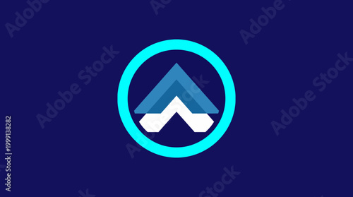 An elegant geometric triangle logo design combining turquoise and navy, ideal for tech or startup brands seeking a modern and timeless identity in the market.