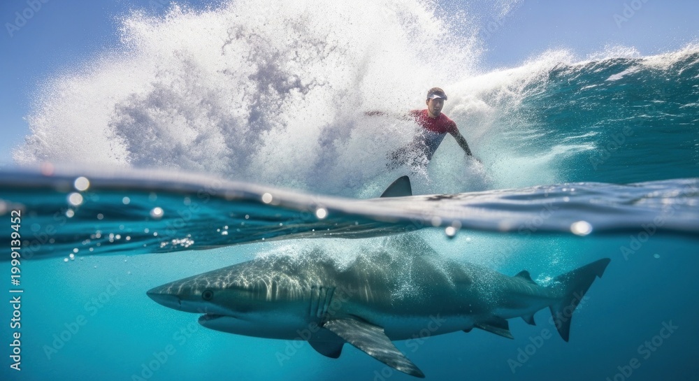 Fototapeta premium man and shark