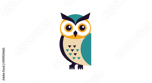 Colorful cartoon owl illustration.