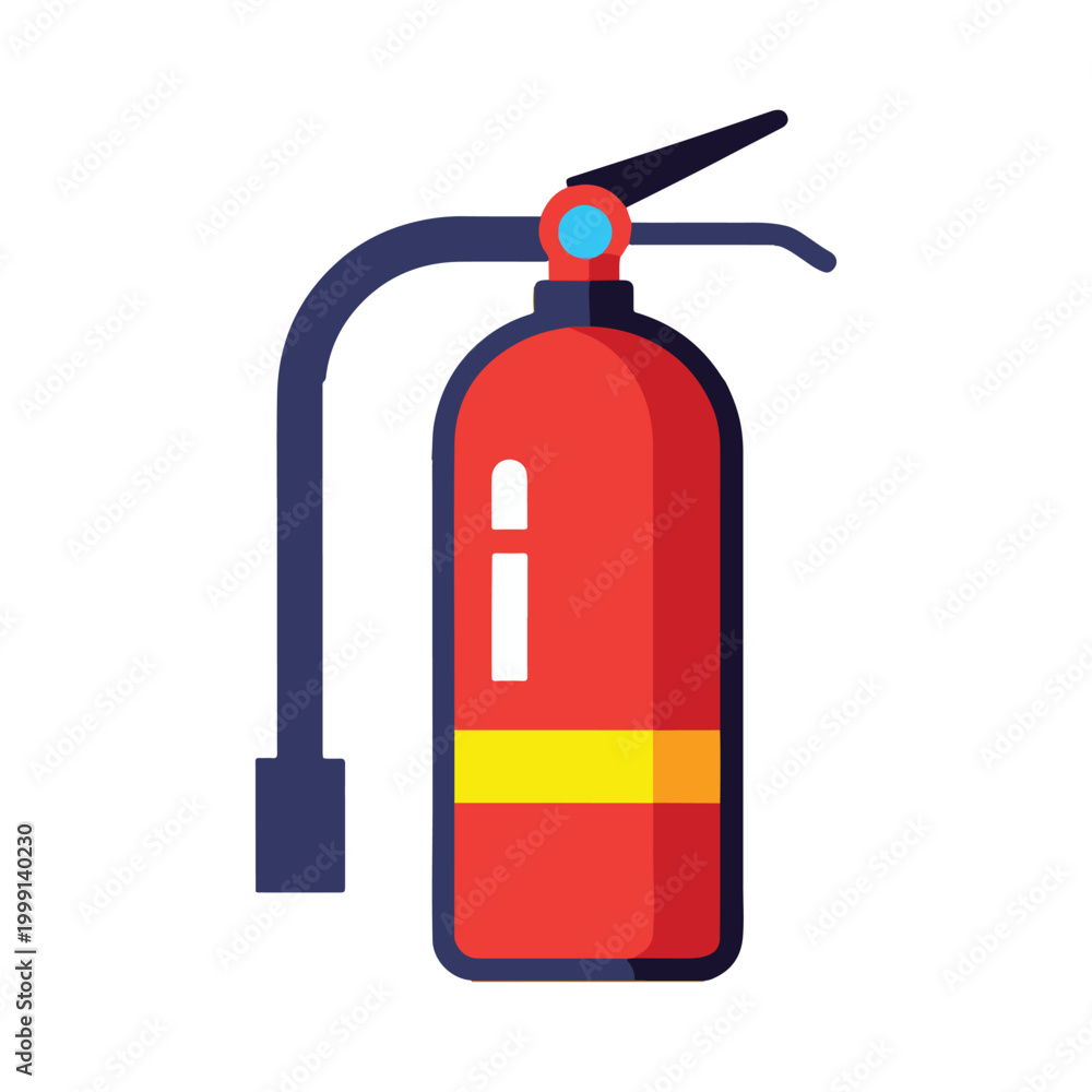 Obraz premium Fire extinguisher icon with red body and yellow stripe isolated on white background