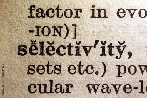Word selectivity on dictionary page, macro close up