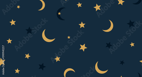 Golden stars and crescent moons.
