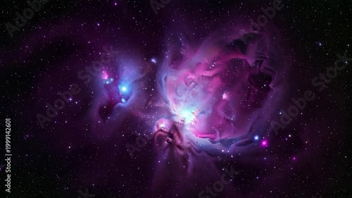 Abstract deep space nebula cloud with glowing stars and galaxy.