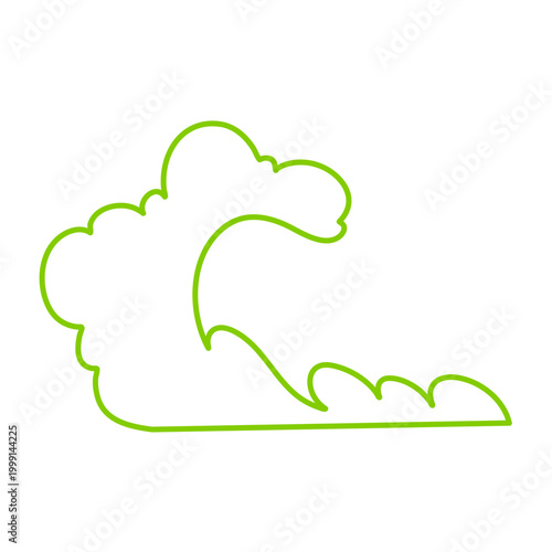 Smelly smoke outline style. Green poison clouds, toxic gas bubbles, cartoon bad stink, unpleasant smell vapour effect. Vector illustration.
