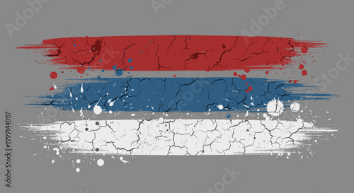 Dutch Flag Painted Colorful Brush Strokes.