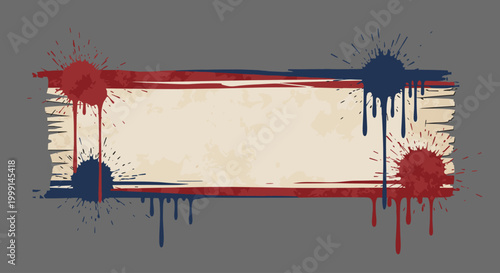 Colorful Paint Splatter Rectangle Border Design.