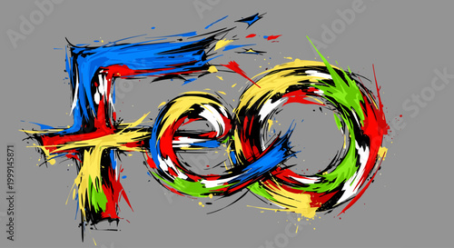 Colorful painted word abstract art.