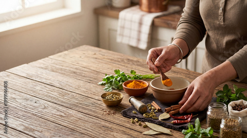 Woman preparing healthy food in kitchen.