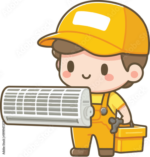 Cute AC Technician Flat Vector