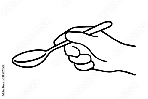 スプーンを持つ手のラインアイコン