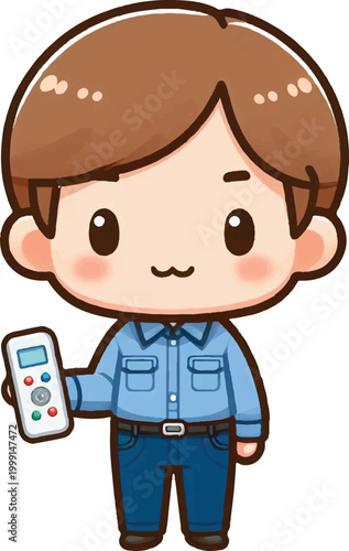 Cute AC Technician Flat Vector