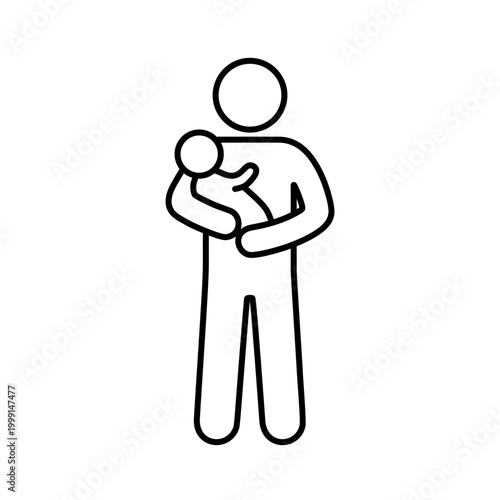 赤ちゃんを抱く人物のラインアイコン2