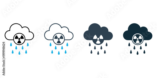 Radioactive Rain Clouds weather warning in white background