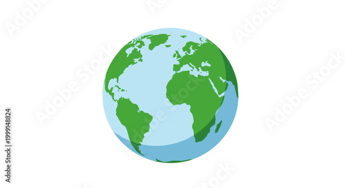 A simple, flat illustration of the Earth globe showing continents and oceans, representing the world, global communication, or environmental themes.